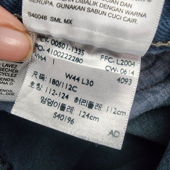 Levis Jeans Mens 44x30 501 Blue Cotton Hi Rise Button Fly Classic Straight *GUC* - Picture 12 of 14